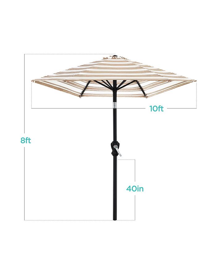 Best Choice Products 10ft Outdoor Steel Striped Market Patio Umbrella w/ Crank, Tilt Push Button, 6 Ribs - Brown -F4-1996