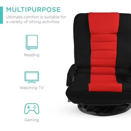 Best Choice Products 360-Degree Swivel Gaming Floor Chair w/ Armrest Handles, Foldable Adjustable Back - Black/Red - H1 - 974