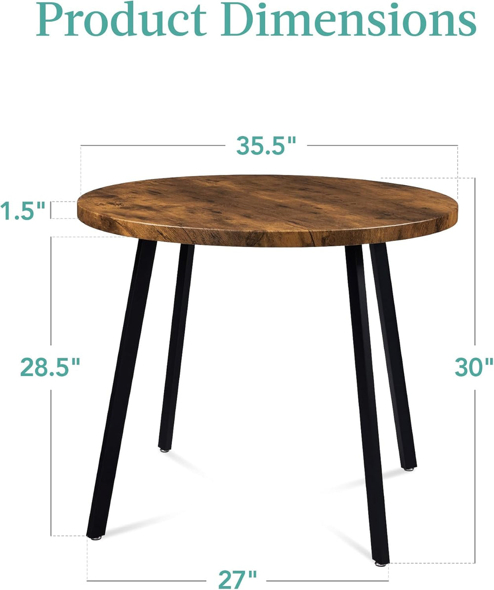 Best Choice Products Round Dining Table 35.5 , Mid-Century Modern Kitchen Table for 2-4 People, Small Space Apartment Dinette, Wood Top W/Steel Legs - Brown - H6 - 1067