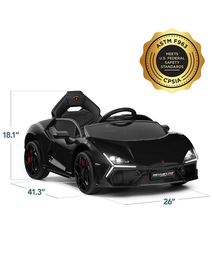 Best Choice Products Kids 12V Ride-On Car Officially Licensed Lamborghini Revuelto w/ Remote, LED Lights - Black - H5 - 1642