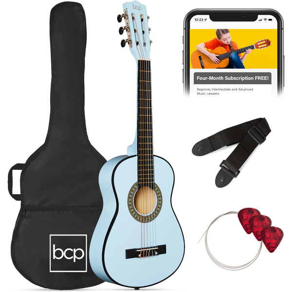Best Choice Products 30in Kids Acoustic Guitar Beginner Starter Kit w/ Strap, Case, Strings - Light Blue - B13 - 1494