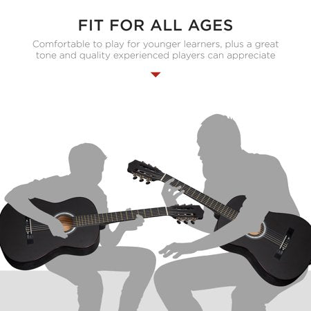 Best Choice Products 38in Beginner Acoustic Guitar Starter Kit w/ Gig Bag, Strap, Digital Tuner, Strings - Matte Black - E3 - 972