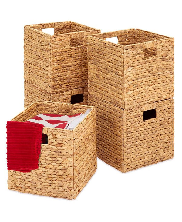 Best Choice Products 10.5x10.5in Hyacinth Storage Baskets, Set of 5 Multipurpose Collapsible Organizers - Tan/Beige - No Size -K4-0047