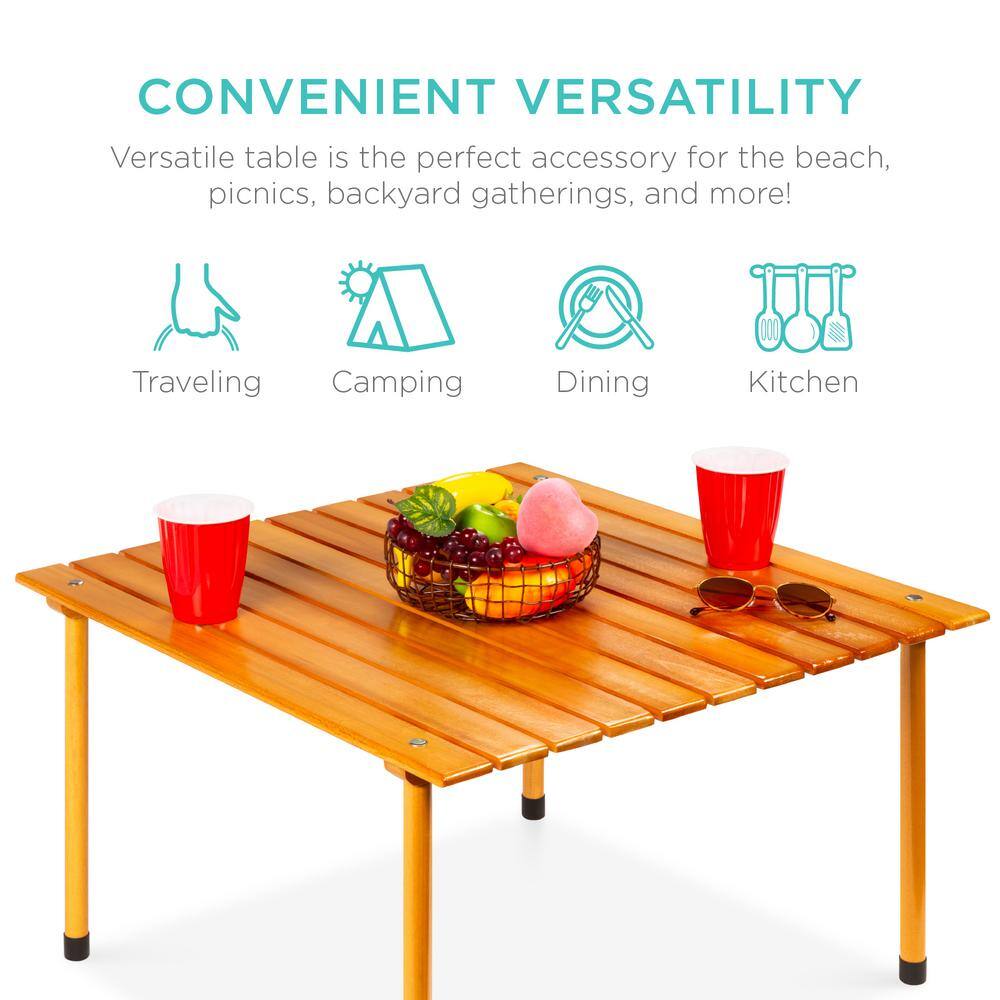 28 in. x 28 in. Foldable Wood Square Picnic Table with Carrying Case 1828