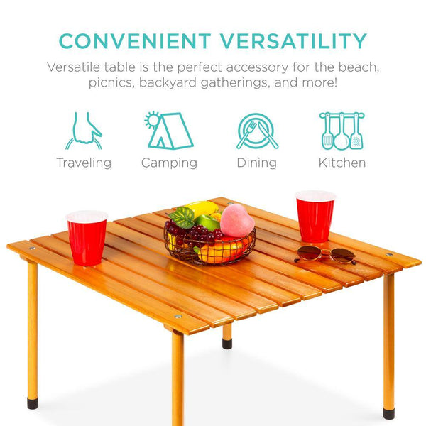 28 in. x 28 in. Foldable Wood Square Picnic Table with Carrying Case 1828
