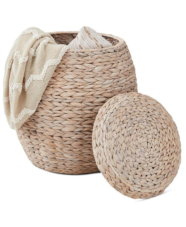 Best Choice Products Vintage Multipurpose Hyacinth Storage Organizer Tote Basket w/ Lid - White - NO SIZE 1746