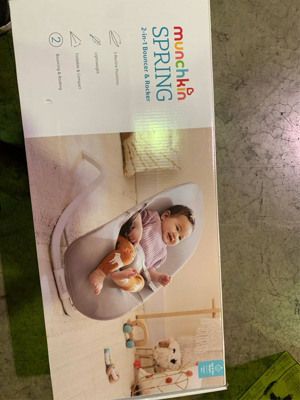 Munchkin  Spring 2-in-1 Infant Bouncer & Rocker, Lightweight with 3 Recline Positions, Unisex - L5 - 213 -C1-0312