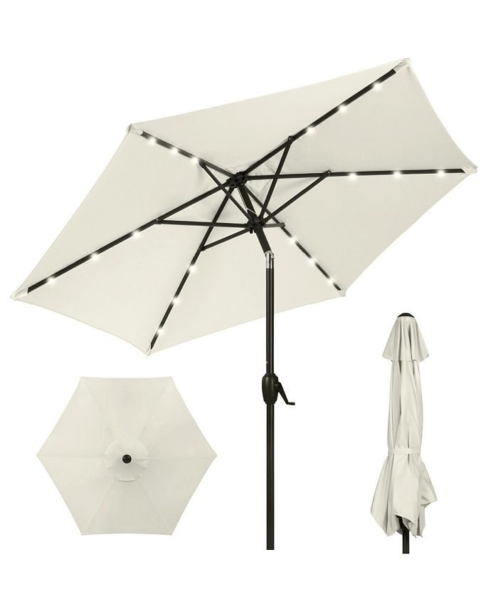 Best Choice Products 7.5ft Outdoor Solar Patio Umbrella for Deck, Pool w/ Tilt, Crank, LED Lights - Ivory/Cream - No Size - E8 - 1040