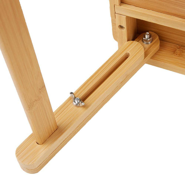 Bamboo Laptop Bed Tray with Drawer and Adjustable Top, Legs, Cooling Holes in Brown -A4-1037