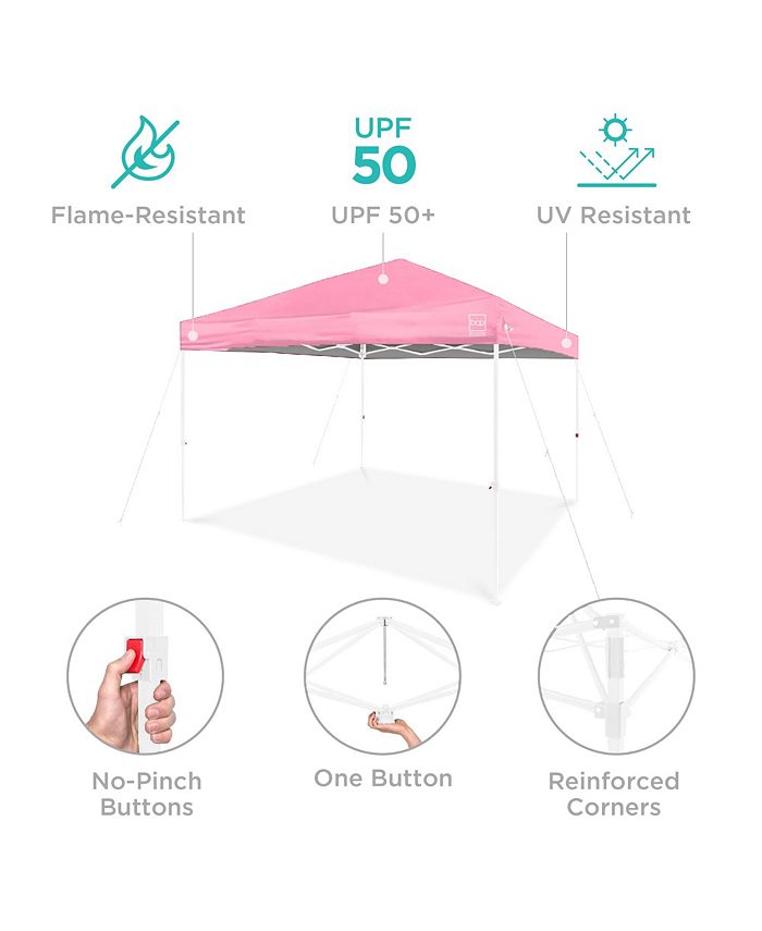 Best Choice Products 10x10ft Easy Setup Pop Up Canopy w/ 1-Button Setup, Wheeled Case, 4 Weight Bags - Multi - B2 - 1019