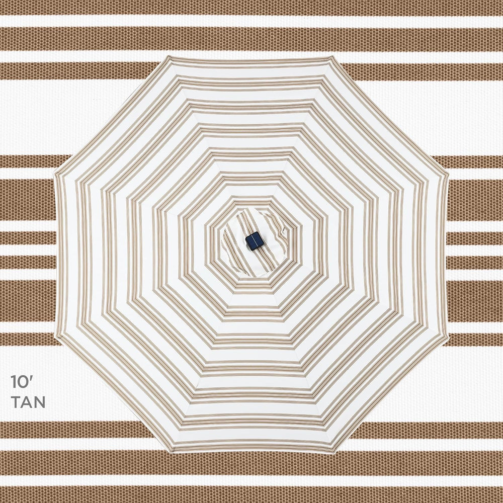Best Choice Products 10ft Solar Polyester LED Lighted Patio Umbrella w/Tilt Adjustment and UV-Resistant Fabric - Striped Tan - F2 - 1990