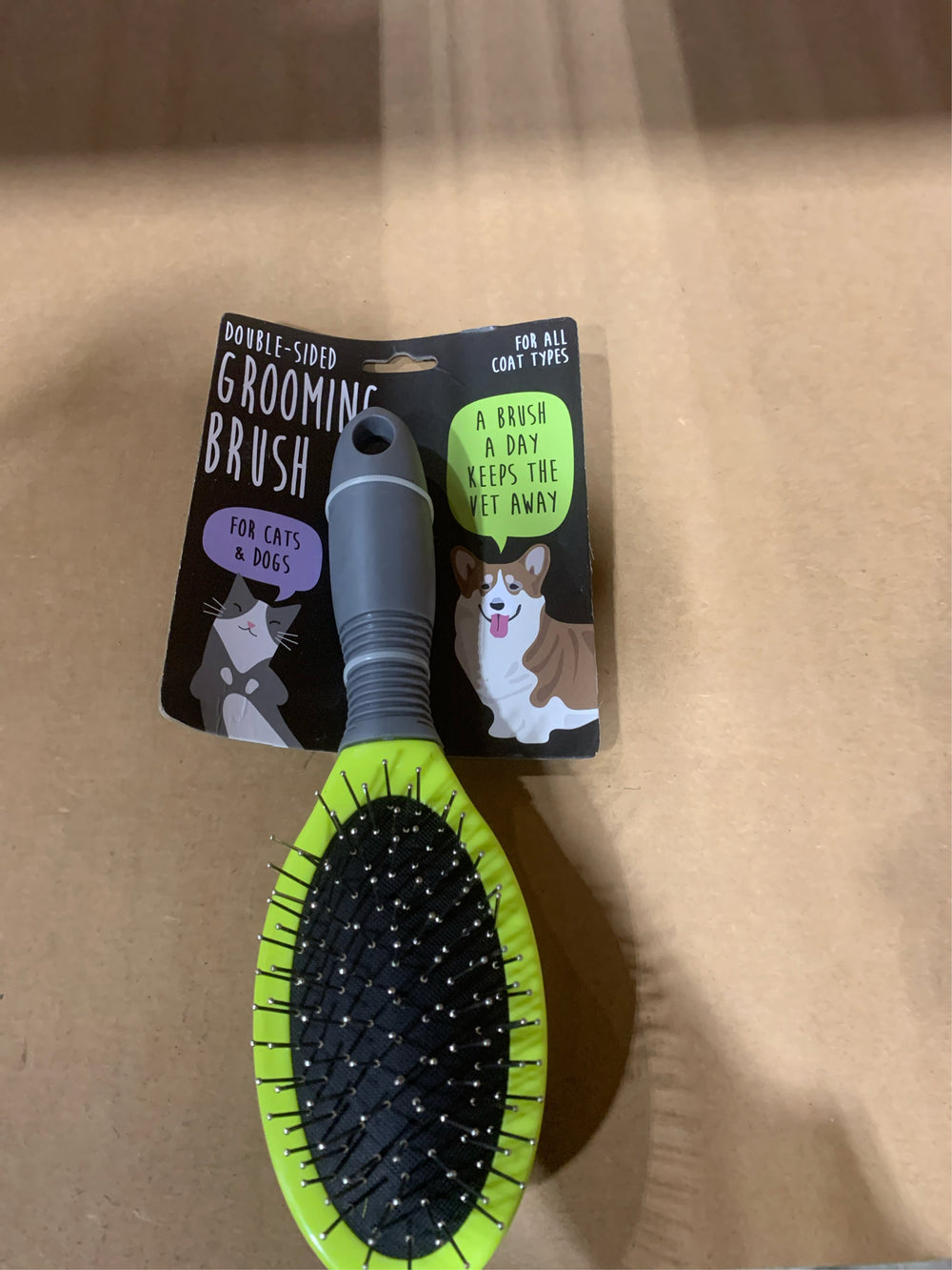 Precious Tails Dog Brush, Cat Brush, Pet Detangling Grooming Brush, Double Sided Soft Bristles Slicker Brush for Hair Removal of Pets - Green - S -F9-0118
