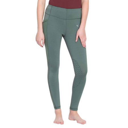 TuffRider Women Minerva Mesh Pocket EquiCool Tights Large Duck Green - G8 - 1884