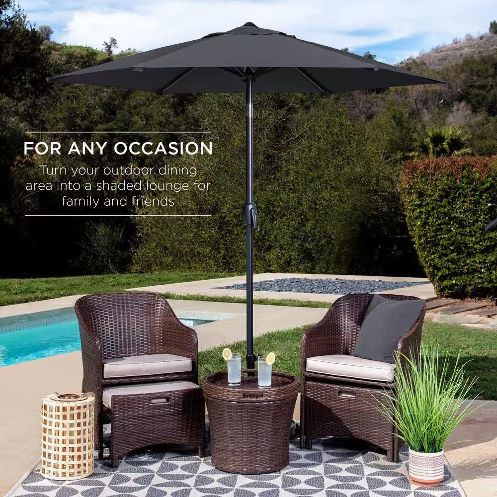 Gray 7.5 ft. Outdoor Market Patio Umbrella with Crank and Tilt -E5-0799