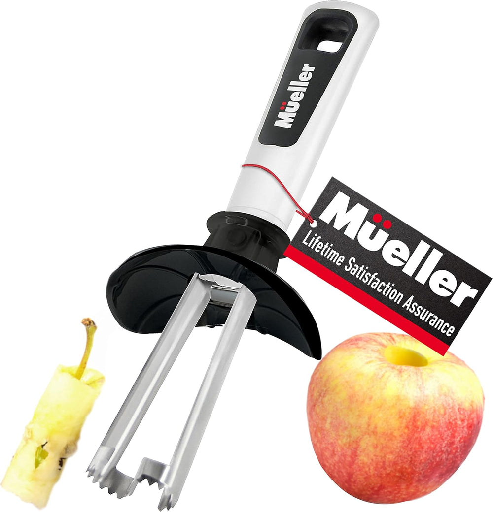 Mueller Premium Apple Corer - Easy to Use and Durable Core Remover for Pears, Bell Peppers, Fuji, Honeycrisp, Gala and Pink Lady Apples even Cupcakes   Surgical Stainless with Safety Guard -B13-1328