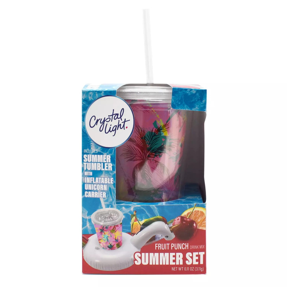 Crystal Light Summer Tumbler Drink Set with Inflatable Carrier NO STRAW -B10-1245