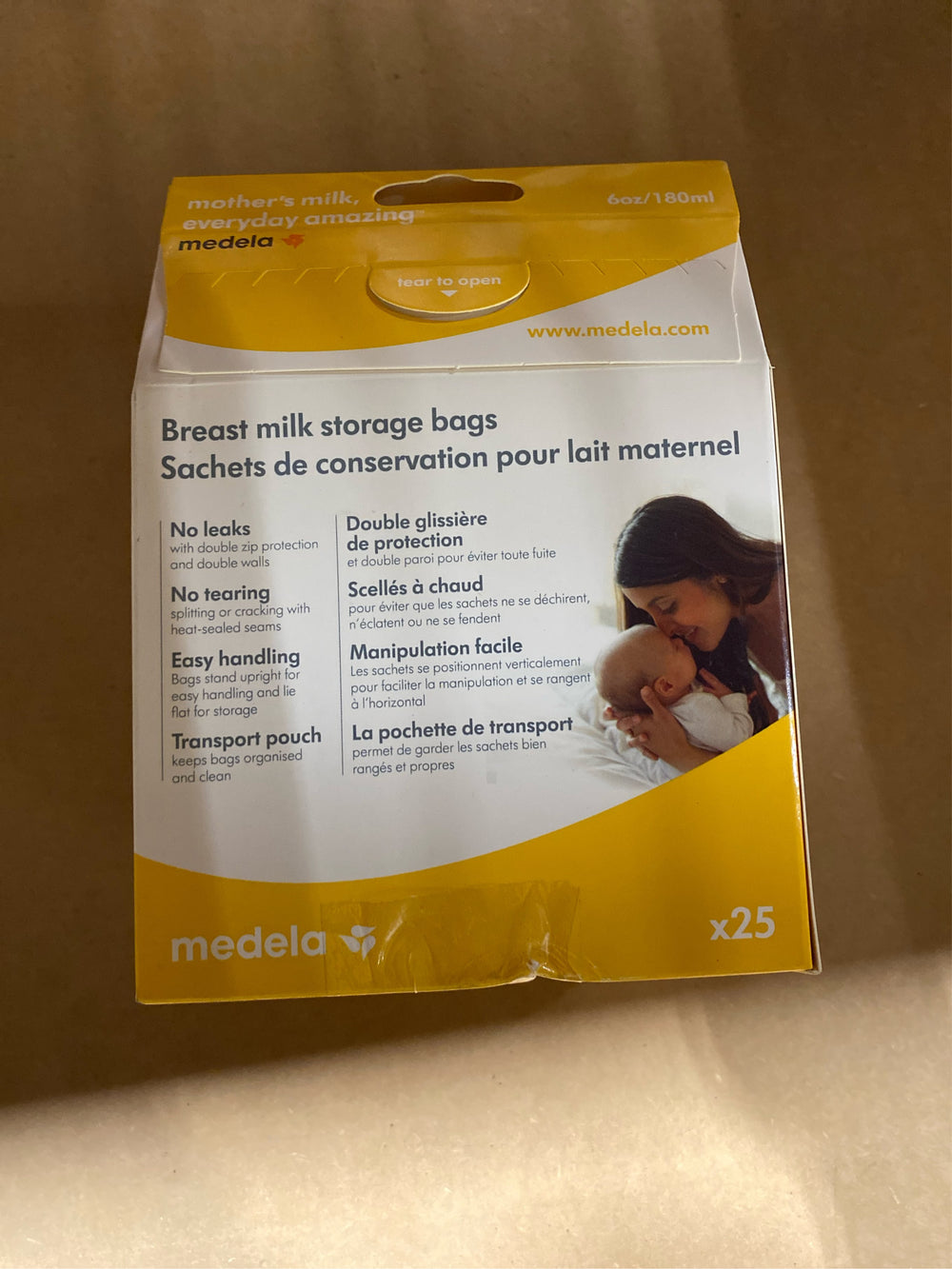 (Lot of 2) Medela Breast Milk Storage Bags, 6oz/180ml, Clear with Measurements, 68060, 25 Count - B5 - 1110