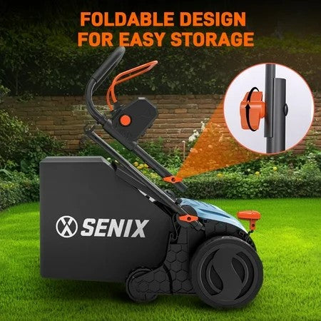 SENIX Corded Dethatcher/Scarifier 2 in 1, 15" 13Amp, 5-Position Adjustment with Collection Bag, SCE13-M 1944
