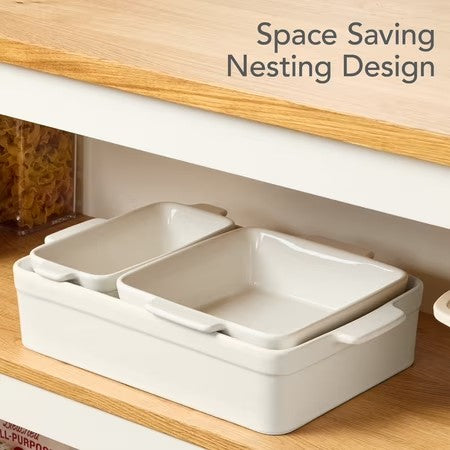 Best Choice Products 3-Piece Ceramic Bakeware Set, Stoneware Baking Dishes, Casserole Serving Set - Vanilla Buttercream -F6-1674