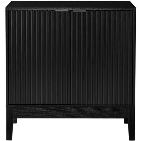Best Choice Products 2-Door Reeded Storage Cabinet w/ Soft-Close Doors, Multipurpose Accent Furniture - Black - G8 - 1006