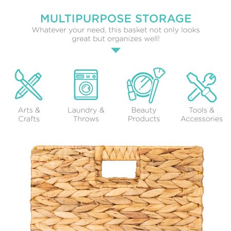 Best Choice Products 12x12in Hyacinth Baskets, Set of 5 Multipurpose Collapsible Organizers w/ Inserts - Natural -C7-0415