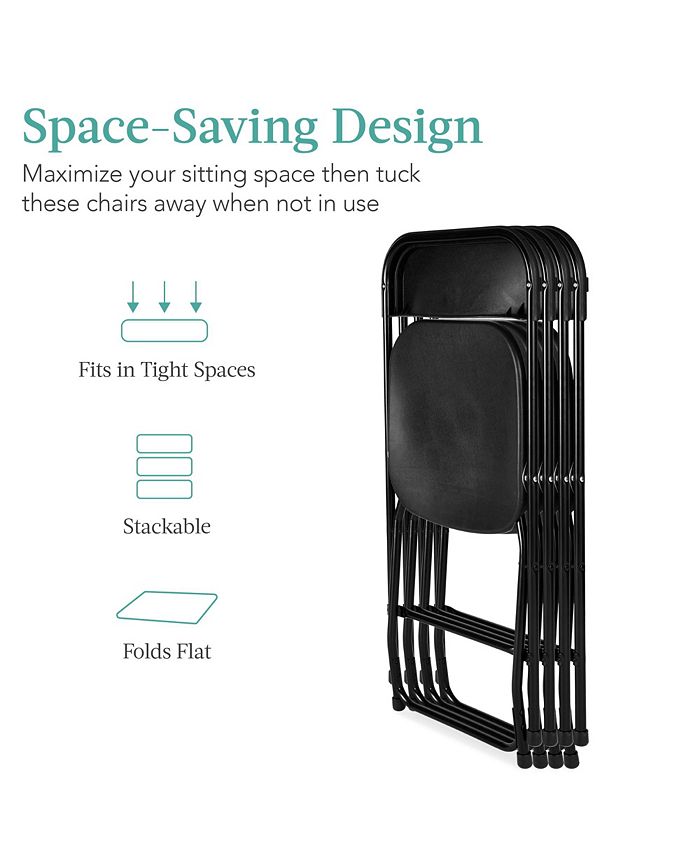 Best Choice Products Set of 4 Folding Stacking Plastic Chairs w/ Non-Slip Feet, 350lb Capacity - Black - NO SIZE - G5 - 969