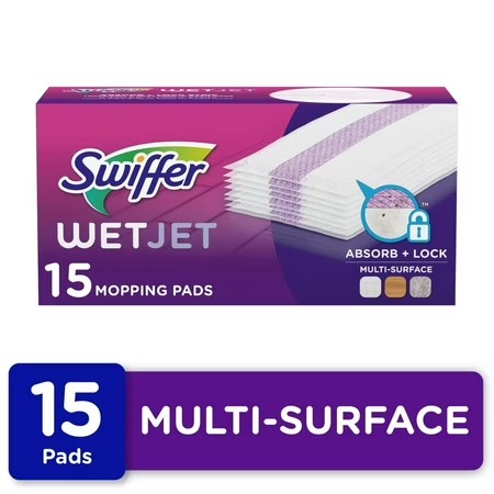 Swiffer Wet Jet Spray Mop Multi-Surface Mopping Pads, Hard Surface Cleaners, 15 Count - G2 - 793