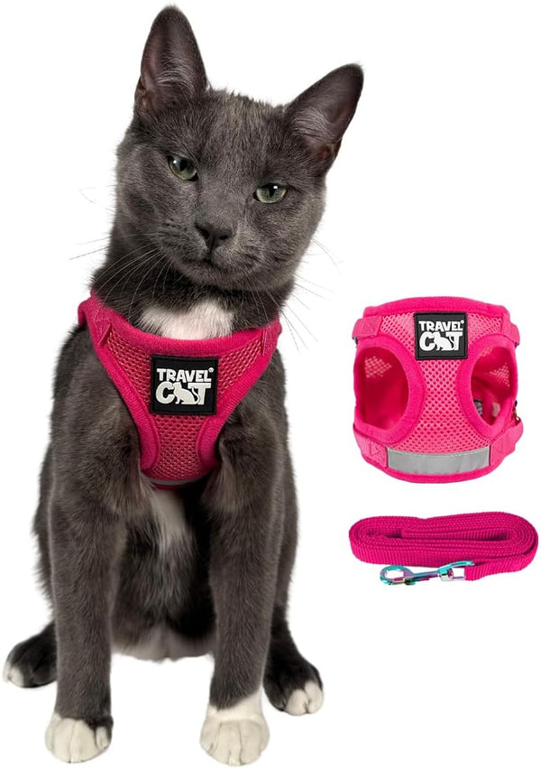 Travel Cat Harness and Leash Set - Adjustable Fit Mesh Cat Harness and Reflective Strap - Comfort Walking Vest for Kitten for Outdoor Walking, Hiking (Small) - L9 - 1641
