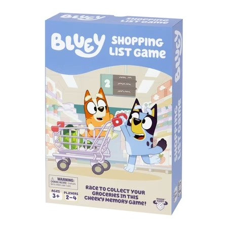 Bluey Shopping List Game, Join Bluey, Bingo, Bandit & Chilli On a Fun Supermarket Adventure, Race To Fill Your Trolley In This Fun Memory and Matching Game, 2-4 players, Ages 3+ -F7-0090
