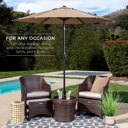 Best Choice Products 7.5ft Heavy-Duty Outdoor Market Patio Umbrella w/ Push Button Tilt, Easy Crank, Tan - L6 - 1930