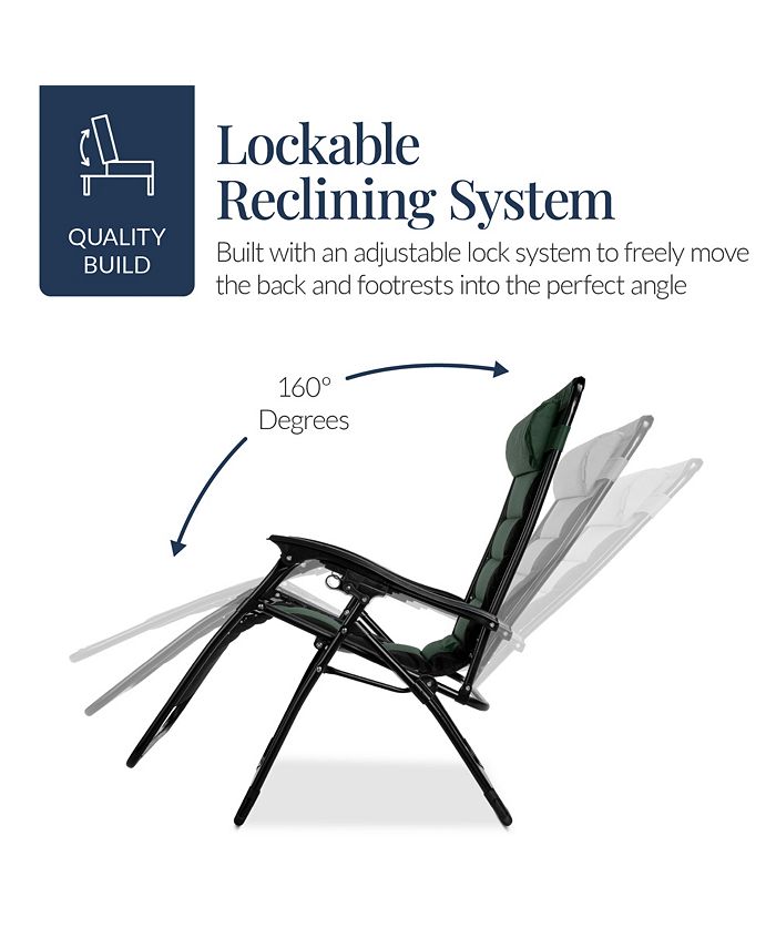 Best Choice Products Oversized Padded Zero Gravity Chair, Folding Outdoor Patio Recliner w/ Side Tray - Multi - M6 - 1952