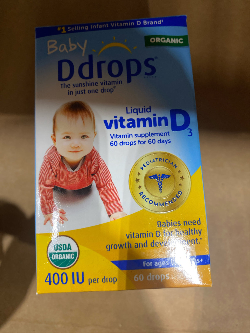 (Lot of 2) Ddrops Baby Vitamin D 400 IU Organic Liquid Drops - 0.06 fl oz - K5 - 1486