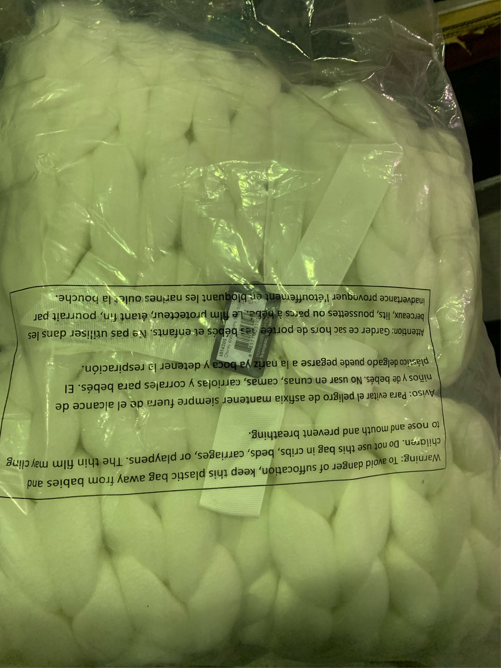 Transpac Polyester Creme Everyday Chunky Knitted Ivory Throw Blanket - J8-0167 -A3-0455 -A3-0456