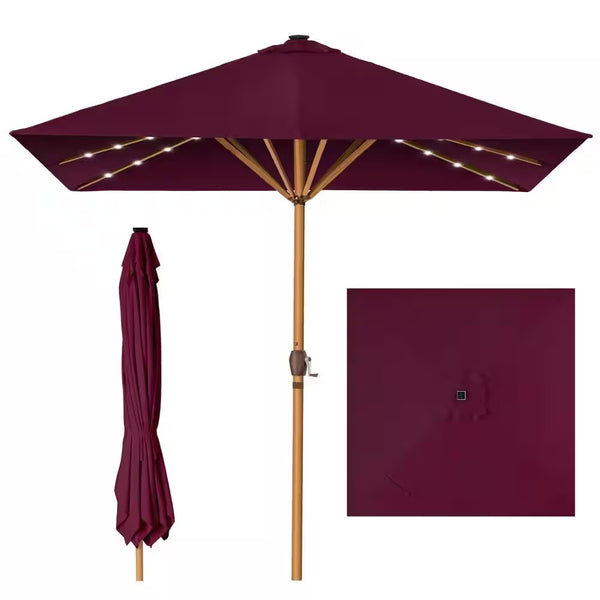 9 ft. Steel Market Patio Umbrella in Burgundy 1859