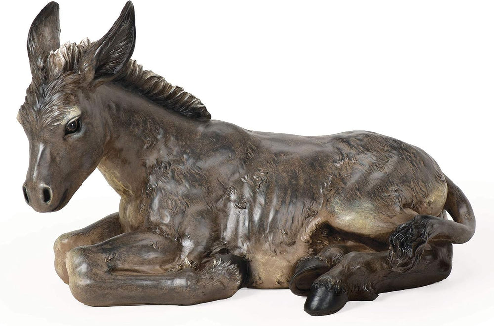 Joseph's Studio by Roman Donkey Nativity Figure, 27" Scale Nativity Animal Statue, 20" W Resin and Stone Christmas Nativity Decor -F14-0243