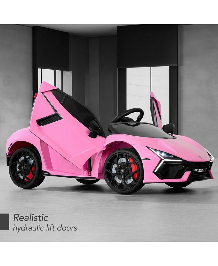 Best Choice Products Kids 12V Ride-On Car Officially Licensed Lamborghini Revuelto w/ Remote, LED Lights - Pink -D5-0341