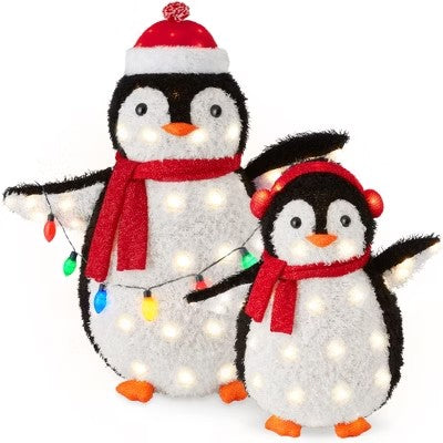Best Choice Products 2-Piece Lighted 3ft Pop-Up Penguin Family Outdoor Christmas Decoration w/ 150 LED Lights - B6 - 1411