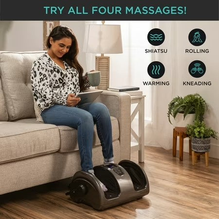 Best Choice Products Foot Massager Machine, Therapeutic Reflexology Massager w/ High-Intensity Rollers - Gray - E5 - 994