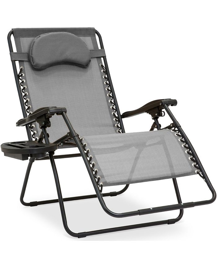 Best Choice Products Oversized Zero Gravity Chair, Folding Outdoor Patio Lounge Recliner w/ Cup Holder - Gray - M4 - 1949