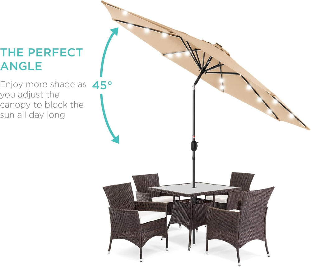 Best Choice Products 10ft Solar Polyester LED Lighted Patio Umbrella w/Tilt Adjustment and UV-Resistant Fabric 1490