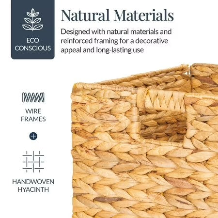 Best Choice Products 12x12in Hyacinth Baskets, Set of 5 Multipurpose Collapsible Organizers w/ Inserts - Natural - F9 - 1026
