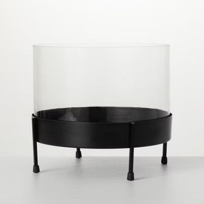 Sullivans Wide Hurricane Candle Platform Black 9"H Metal - B10 - 579