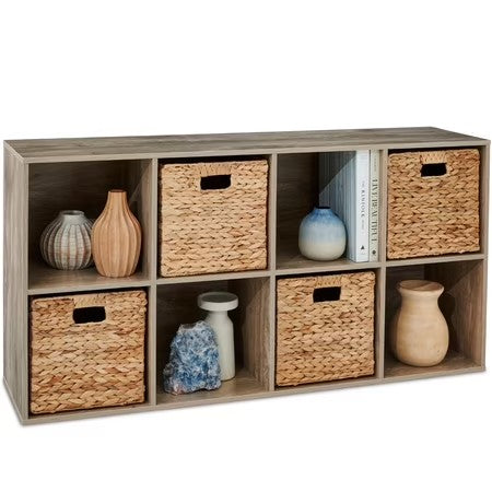 Best Choice Products 8-Cube Bookshelf, 11in Display Storage System, Organizer w/ Removable Back Panels - Greige - H5-0797