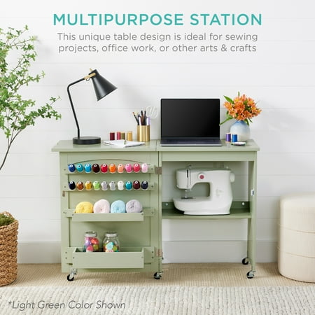 Best Choice Products Sewing Machine Table & Desk w/ Craft Storage and Trays - White - H6 - 1072