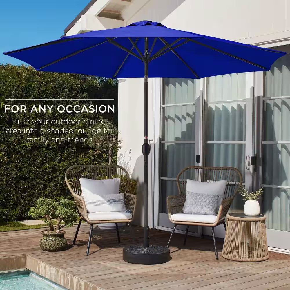 Resort Blue 10 ft. Steel Market Patio Umbrella with Crank and Tilt - B4 462