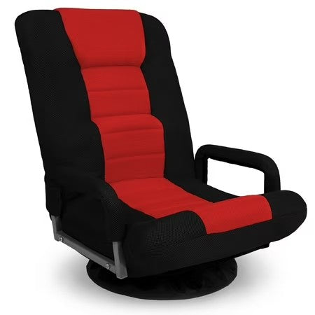 Best Choice Products 360-Degree Swivel Gaming Floor Chair w/ Armrest Handles, Foldable Adjustable Back - Black/Red - H1 - 974