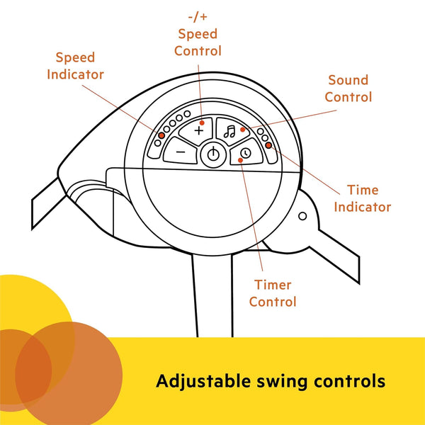 Bright Starts Portable Automatic 6-Speed Baby Swing with Adaptable Speed, Taggies, Music, Removable-Toy-Bar, 0-9 Months 6-20 lbs (Whimsical Wild) 1966