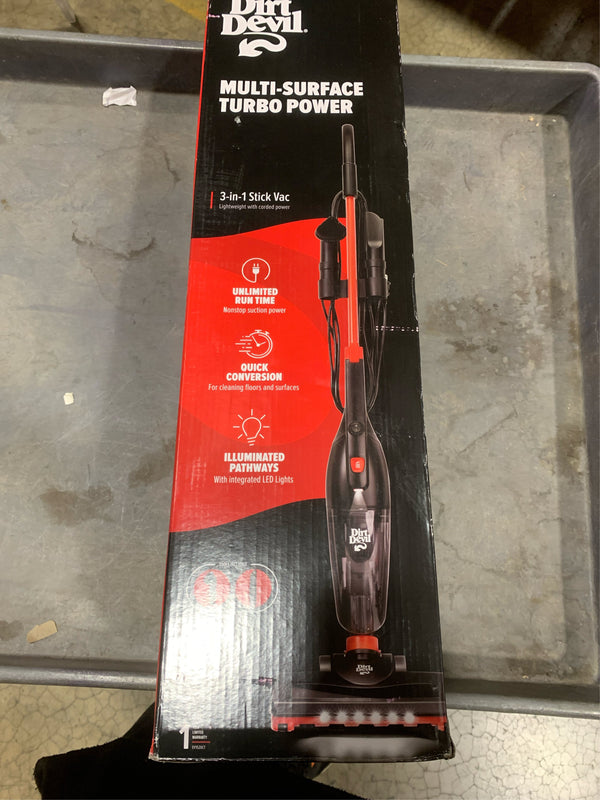 New Dirt Devil 3-in-1 Multi-Surface Turbo Power Corded Convertible Stick Vacuum EV1520CT -A8-1175