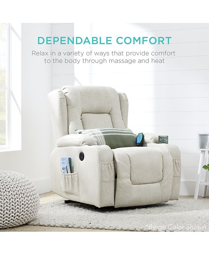 Best Choice Products Electric Power Lift Recliner Massage Chair Furniture w/ USB Port, Heat, Cupholders - Gray - D3 - 1036