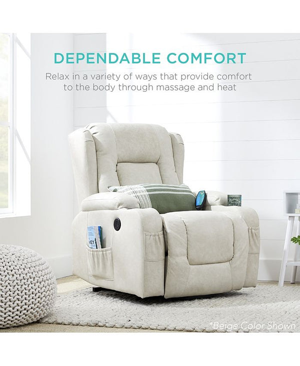 Best Choice Products Electric Power Lift Recliner Massage Chair Furniture w/ USB Port, Heat, Cupholders - Gray - D3 - 1036